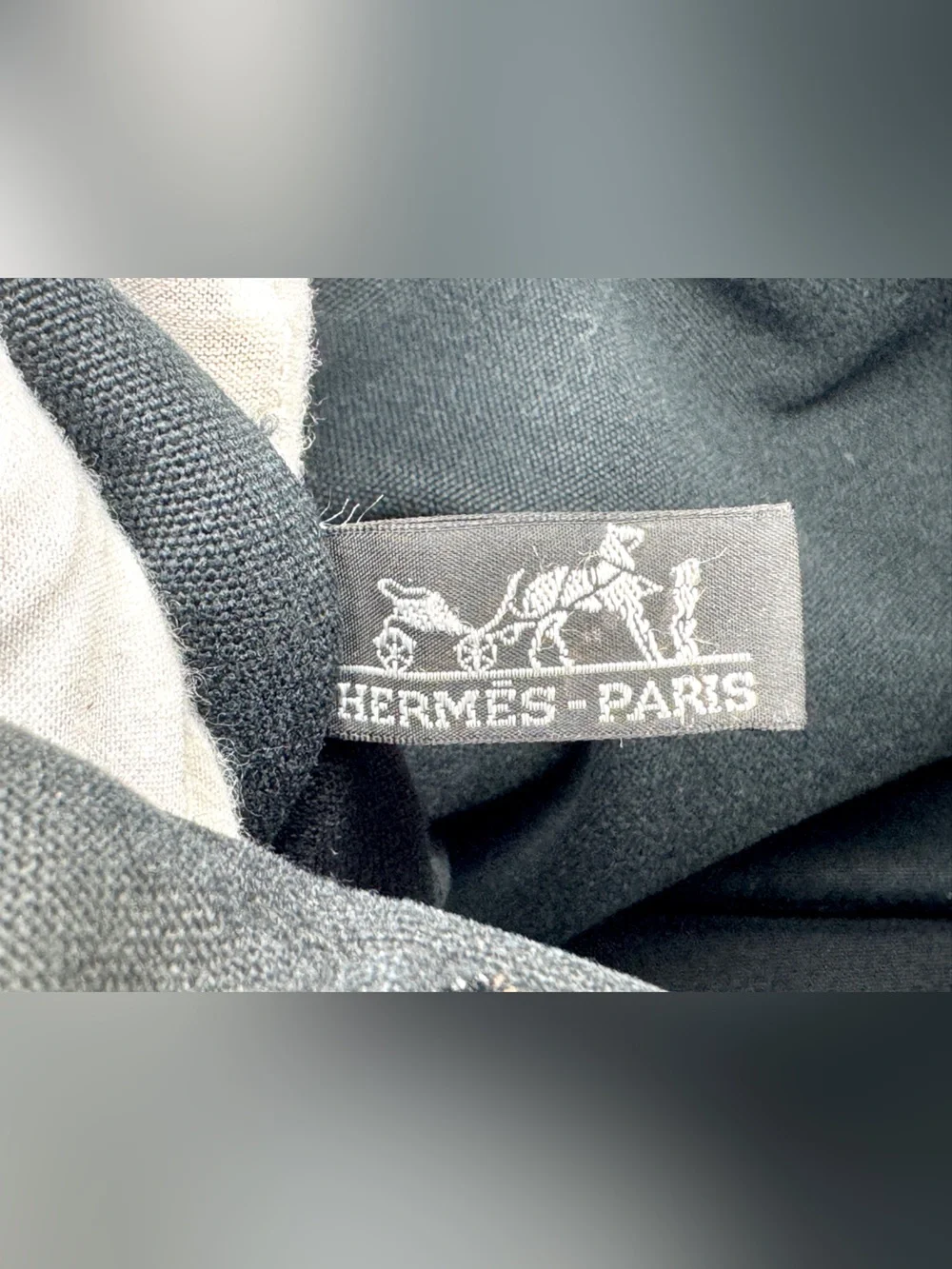 Hermès Fourre Tout MM Black Canvas Tote Gray Stripe